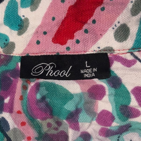 Vintage PHOOL Paint Splatter Button Front Jacket Multicolor Made In India - Picture 4 of 7